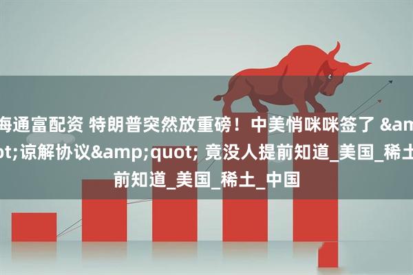 海通富配资 特朗普突然放重磅！中美悄咪咪签了 &quot;谅解协议&quot; 竟没人提前知道_美国_稀土_中国